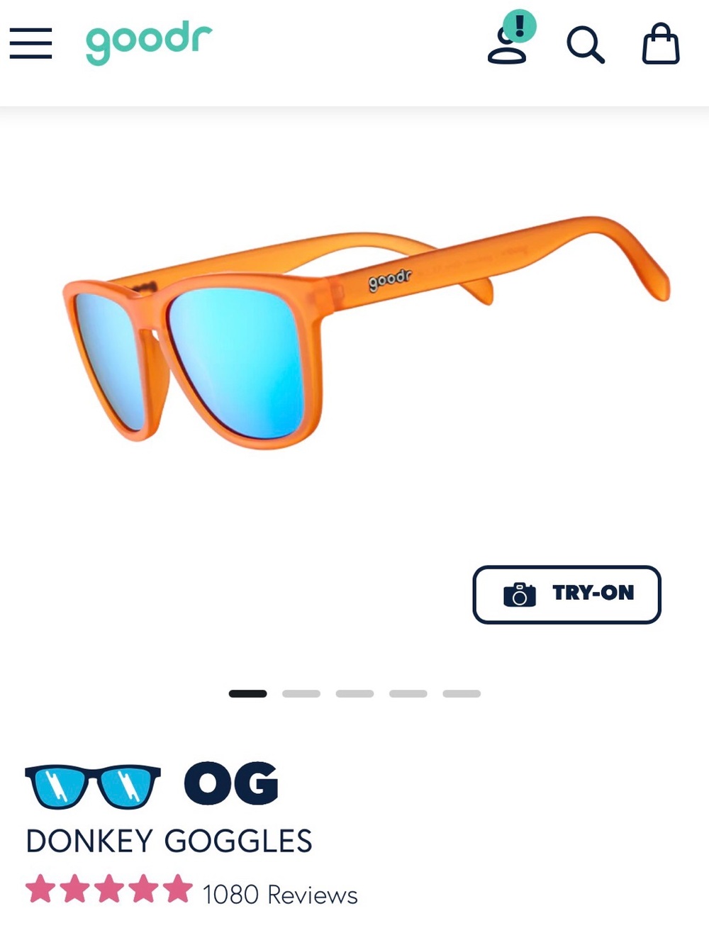 goodr OG Donkey Goggles Sunglasses - Orange Frame with Blue Mirrored Lenses